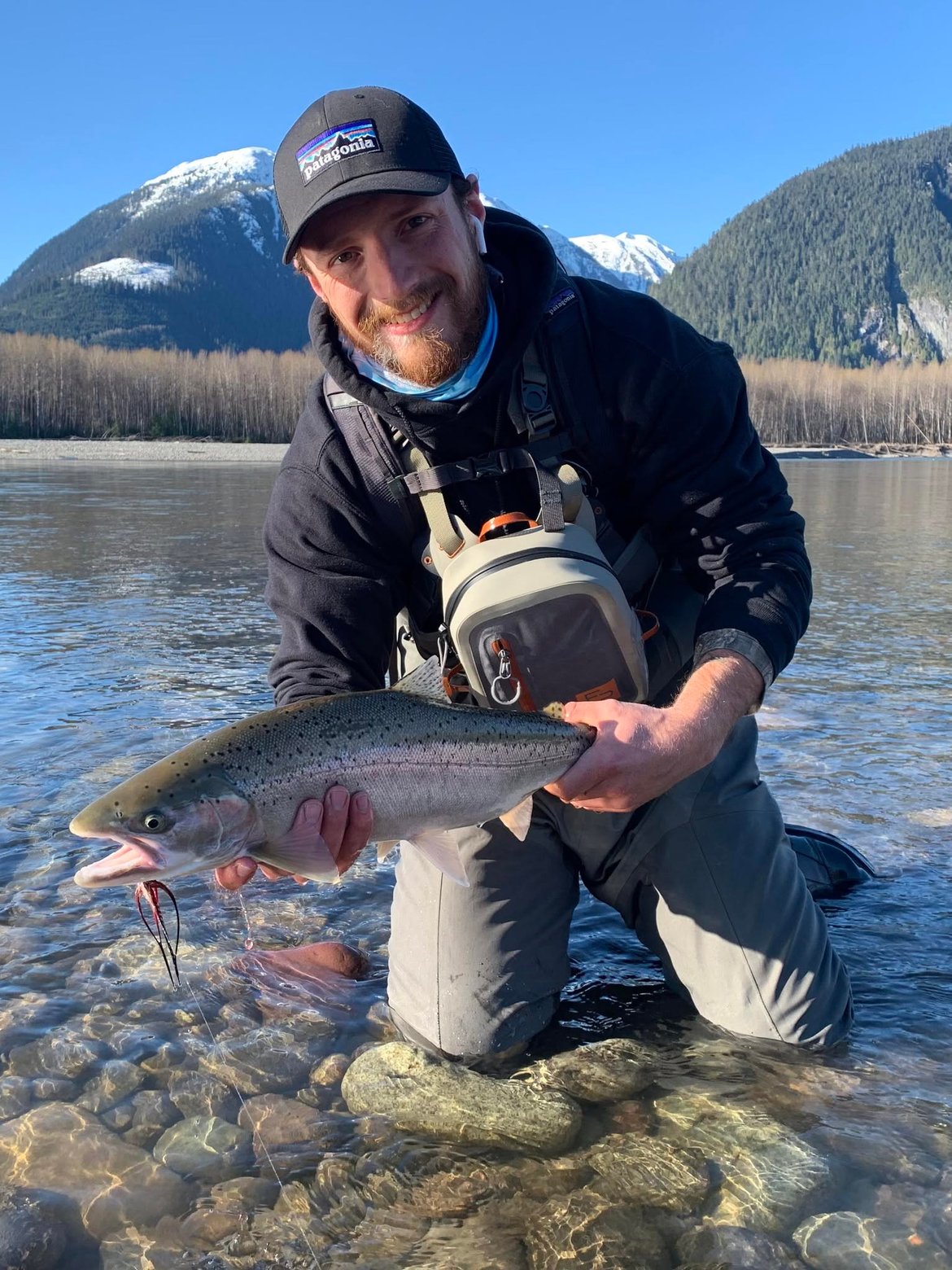 Sam Dubbeldam, founder of Dam AI, fishing in the BC backcountry